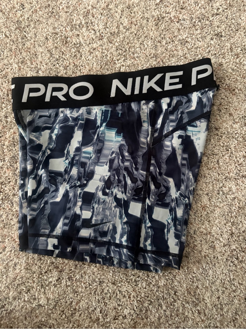Nike Pro Compression Shorts - Navy, White & Black Abstract
